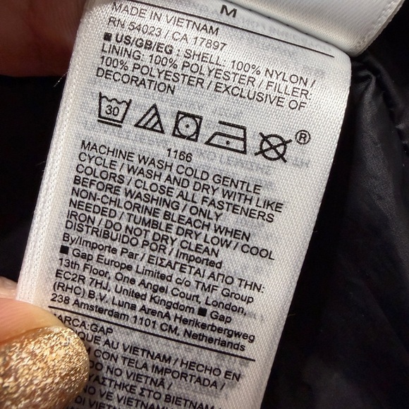 GAP Primaloft Puffer Midi Coat Black Fur Trim Hooded Winter Jacket M - Picture 10 of 13